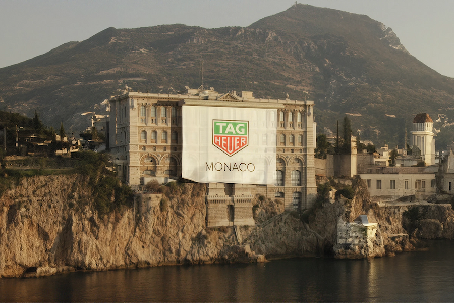TAG Heuer Monaco banner on the Oceanographic Museum